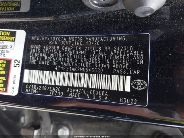2021 TOYOTA CAMRY XLE HYBRID 9