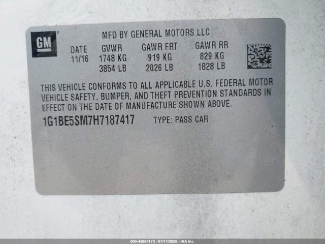 2017 CHEVROLET CRUZE LT AUTO 9