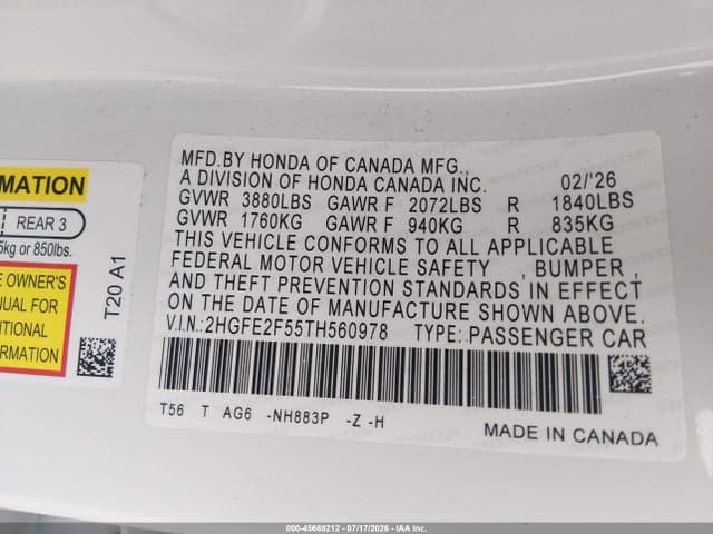 2026 HONDA CIVIC SPORT 9