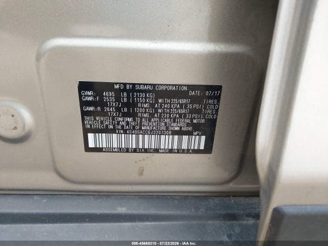 2018 SUBARU OUTBACK 2.5I PREMIUM 9