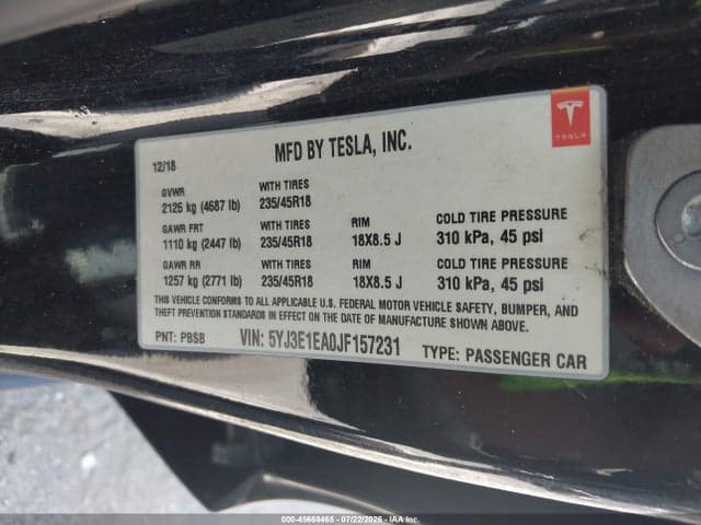2018 TESLA MODEL 3 LONG RANGE/MID RANGE 9