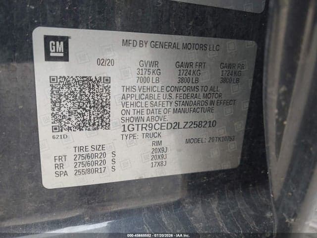 2020 GMC SIERRA 1500 4WD STANDARD BOX ELEVATION 9