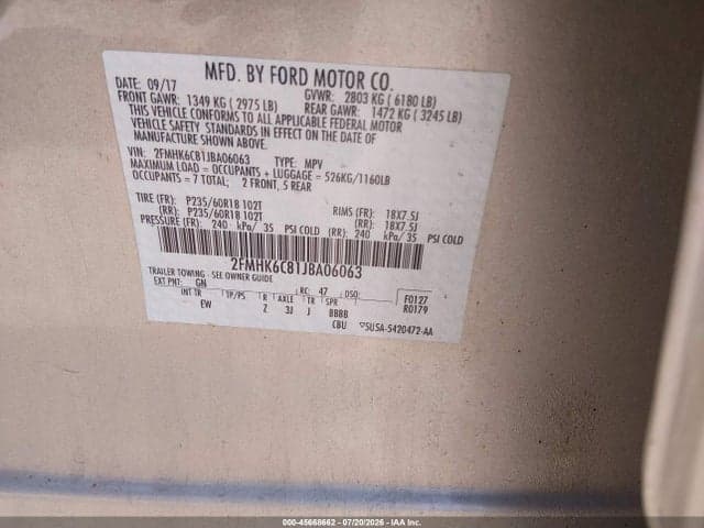2018 FORD FLEX SEL 9