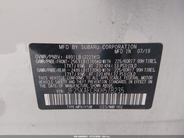 2019 SUBARU FORESTER PREMIUM 9