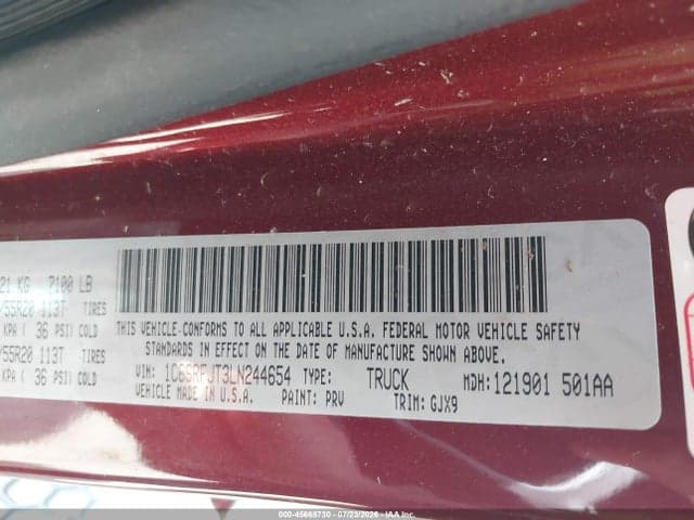 2020 RAM 1500 LARAMIE 4X4 5'7 BOX 9