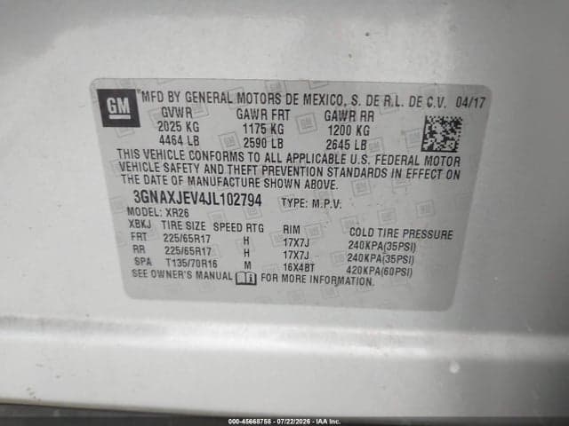 2018 CHEVROLET EQUINOX LT 9