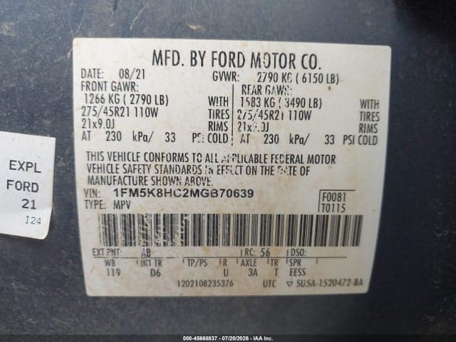 2021 FORD EXPLORER PLATINUM 9