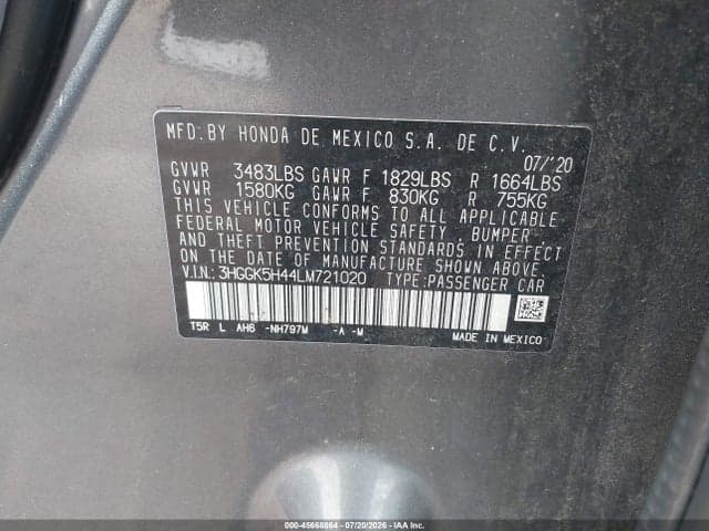 2020 HONDA FIT LX 9