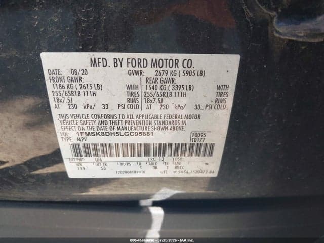 2020 FORD EXPLORER XLT 9