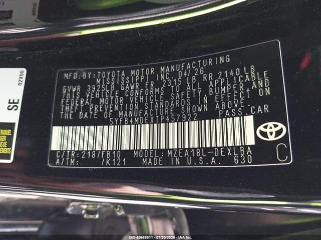 2026 TOYOTA COROLLA LE 9