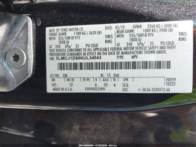 2019 LINCOLN MKC STANDARD 6