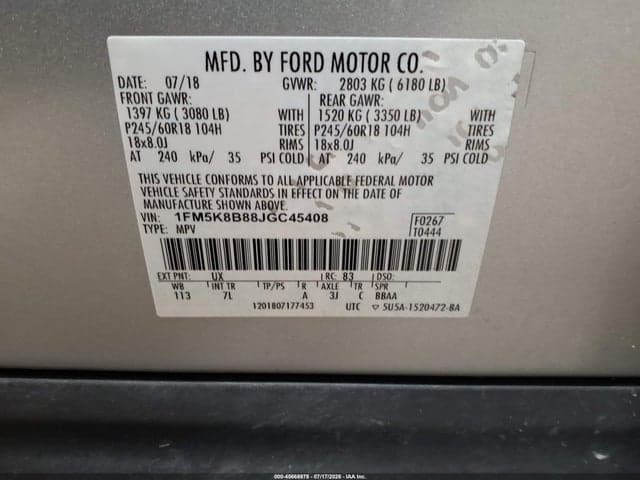 2018 FORD EXPLORER 9
