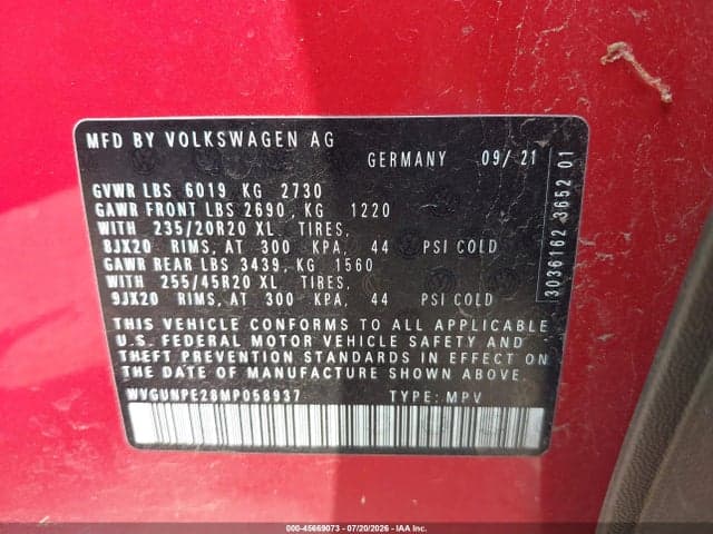 2021 VOLKSWAGEN ID.4 AWD PRO S 9