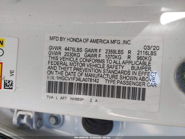 2020 HONDA ACCORD SPORT 9