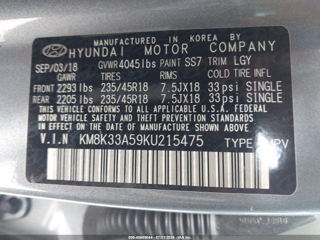 2019 HYUNDAI KONA LIMITED 9