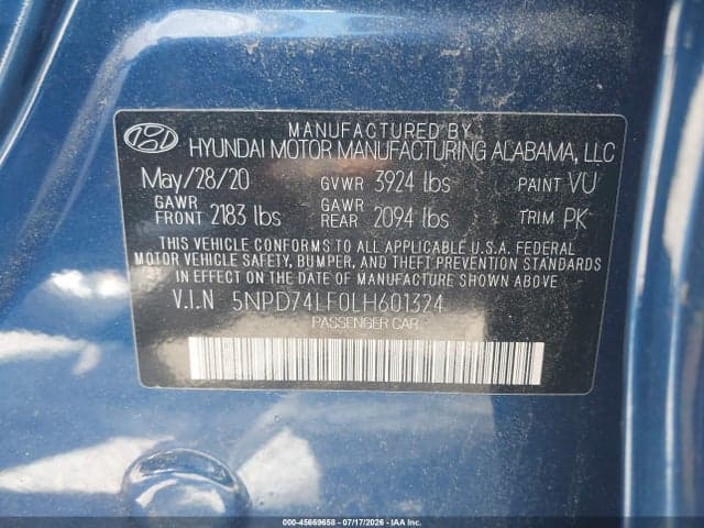 2020 HYUNDAI ELANTRA SE 9