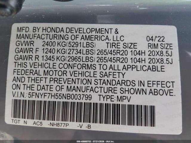2022 HONDA PASSPORT 2WD EX-L 9
