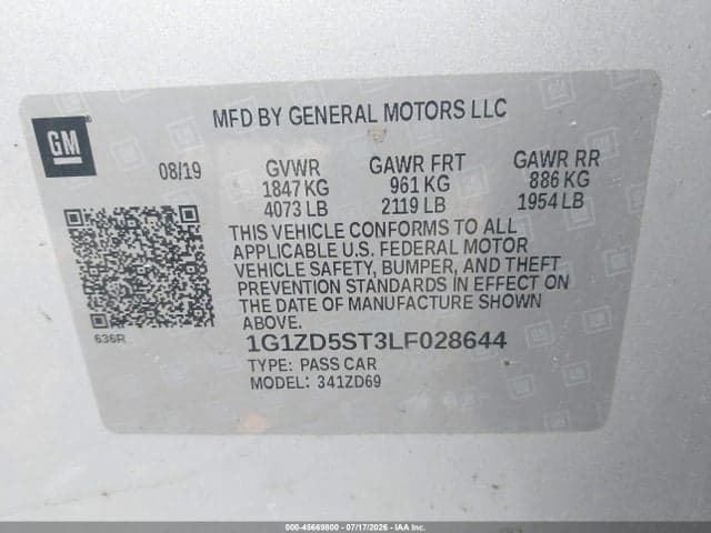 2020 CHEVROLET MALIBU FWD LT 9