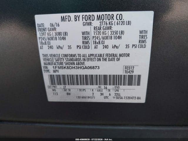 2017 FORD EXPLORER XLT 9