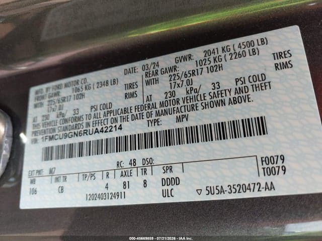 2024 FORD ESCAPE ACTIVE 9