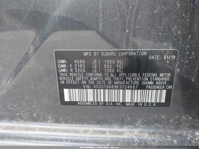 2019 SUBARU IMPREZA 2.0I 9