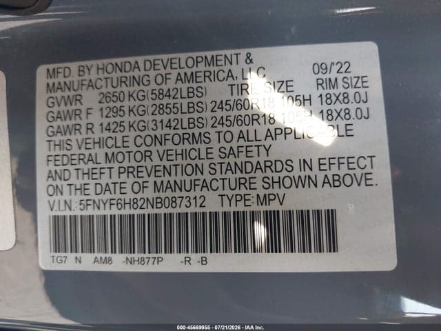 2022 HONDA PILOT AWD TRAILSPORT 9