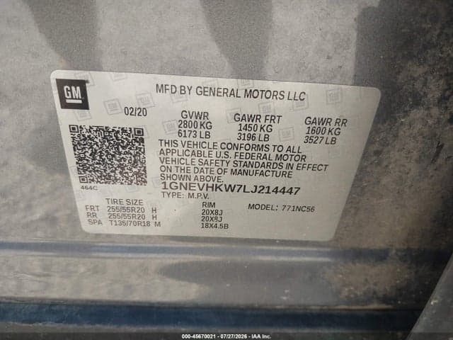 2020 CHEVROLET TRAVERSE AWD LT LEATHER 9