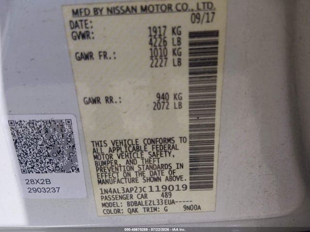 2018 NISSAN ALTIMA 2.5 S 9
