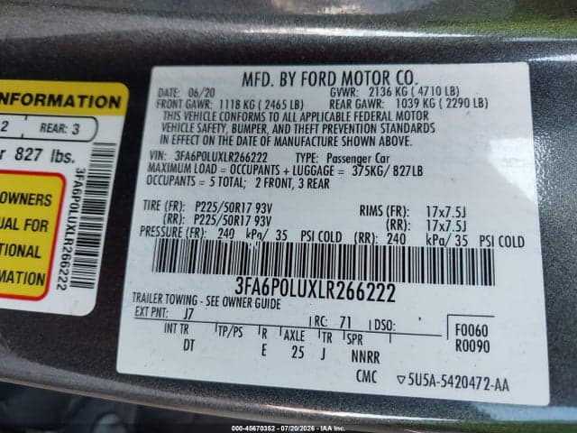 2020 FORD FUSION HYBRID SE 9