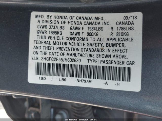 2018 HONDA CIVIC LX 9