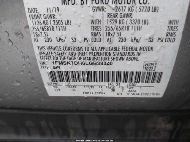 2020 FORD EXPLORER XLT 9