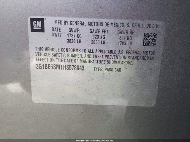 2017 CHEVROLET CRUZE LT AUTO 9