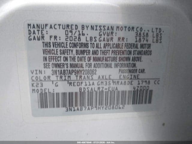 2017 NISSAN SENTRA SR 9