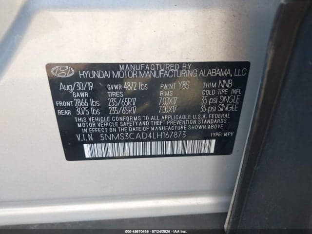 2020 HYUNDAI SANTA FE SEL 9