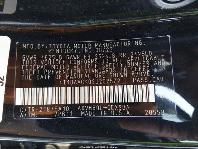 2025 TOYOTA CAMRY SE 9