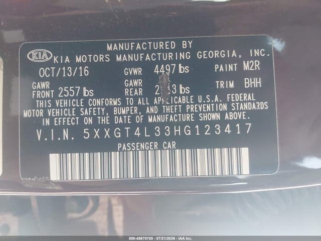 2017 KIA OPTIMA LX 9