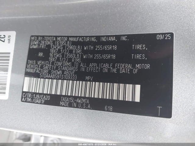 2026 TOYOTA GRAND HIGHLANDER XLE 9