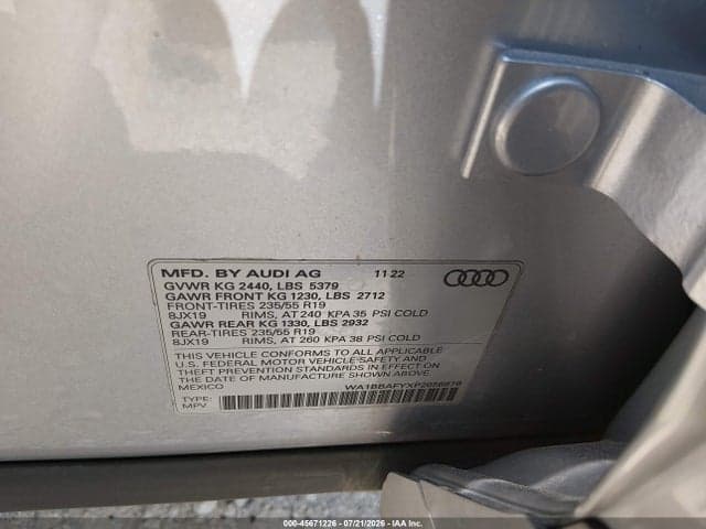 2023 AUDI Q5 PREMIUM PLUS 40 TFSI QUATTRO S TRONIC 9