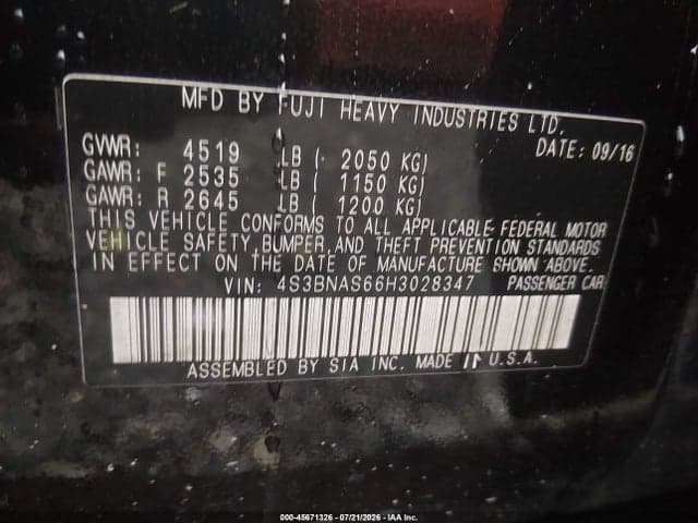 2017 SUBARU LEGACY 2.5I SPORT 9
