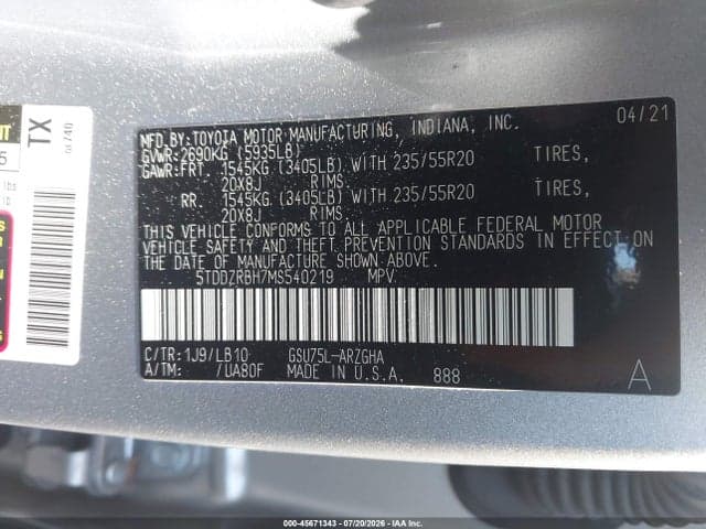 2021 TOYOTA HIGHLANDER LIMITED 9