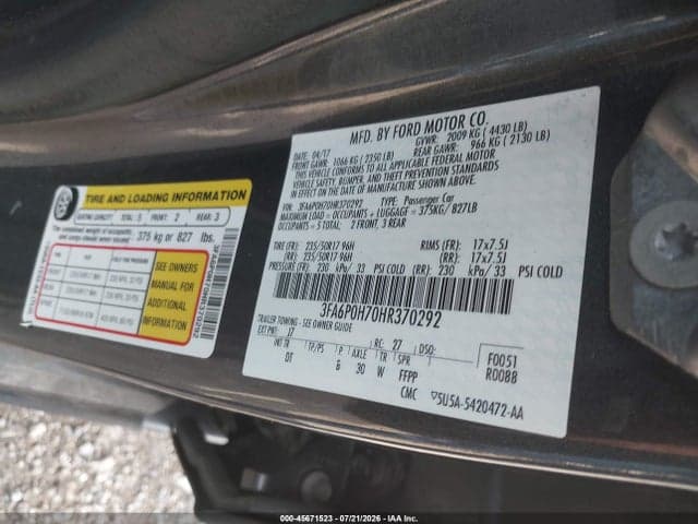 2017 FORD FUSION SE 9