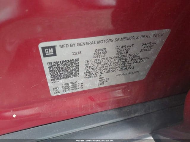 2019 CHEVROLET TRAX LT 9