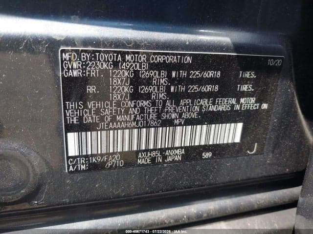 2021 TOYOTA VENZA LE 9