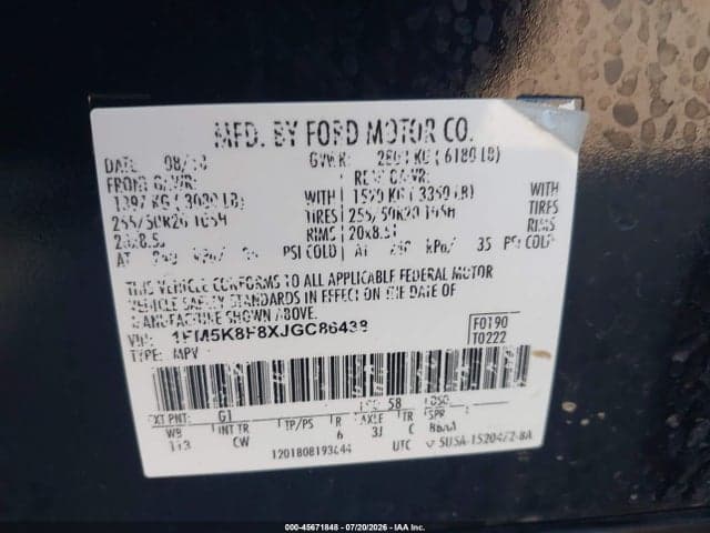 2018 FORD EXPLORER LIMITED 9