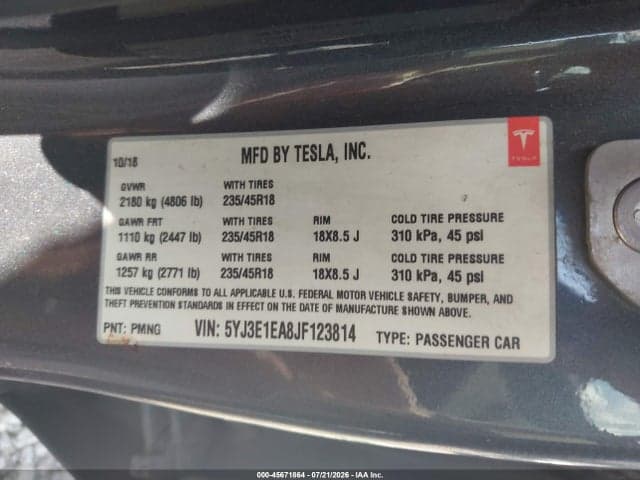 2018 TESLA MODEL 3 LONG RANGE/MID RANGE 9
