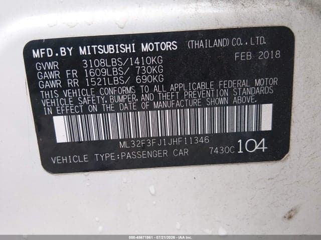2018 MITSUBISHI MIRAGE G4 ES 9
