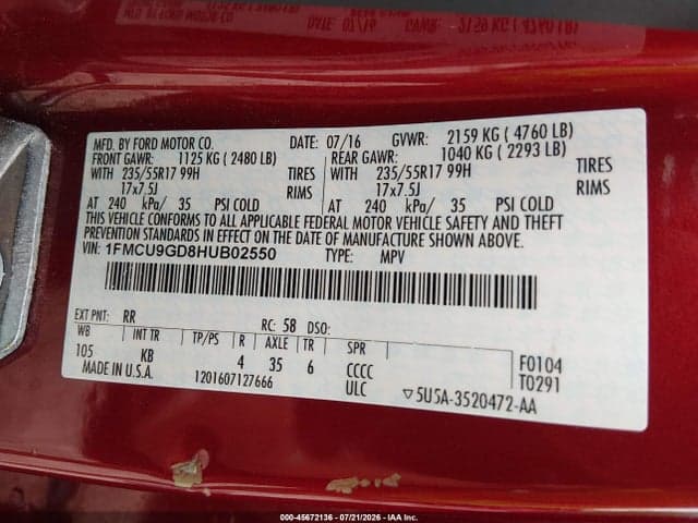 2017 FORD ESCAPE SE 9