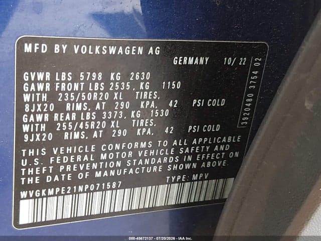 2022 VOLKSWAGEN ID.4 PRO S 9
