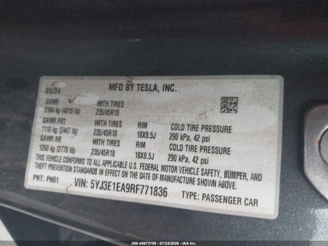 2024 TESLA MODEL 3 LONG RANGE DUAL MOTOR ALL-WHEEL DRIVE/REAR-WHEEL DRIVE 9