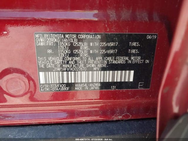 2019 TOYOTA RAV4 XLE 9
